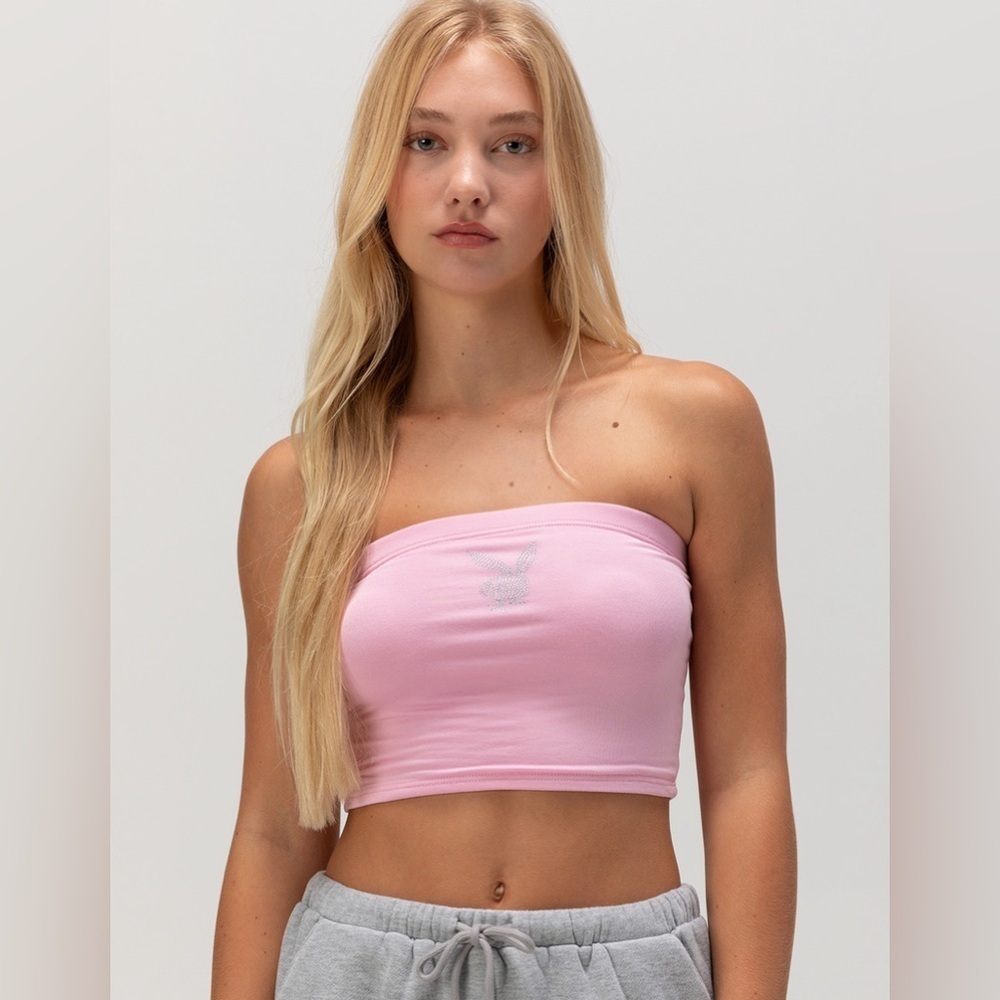 NWT - Playboy Rhinestone Women's Tube Top in Pink - Various Sizes